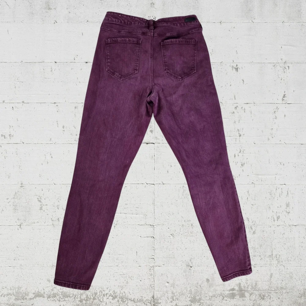 Liverpool Nic and Zoe Black Cherry Red Mid Rise Crop Ankle Skinny Jeans Size 8